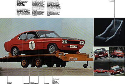 brochure Ford Capri RS 2600 Lightweight "Plastikbombe" 1970