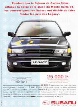 publicit� subaru legacy