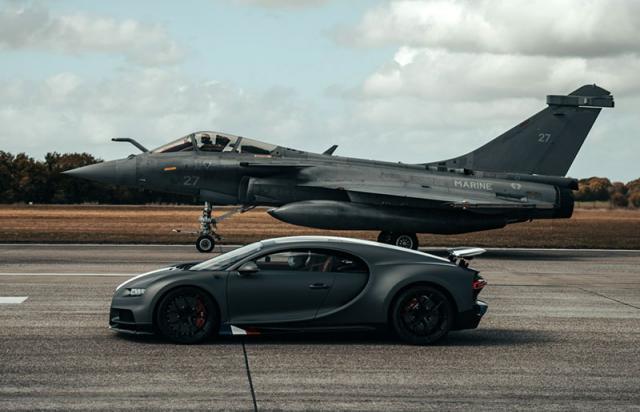 La Bugatti Chiron Sport affronte le Rafale Marine ! La Bugatti Chiron Sport affronte le Rafale Marine !